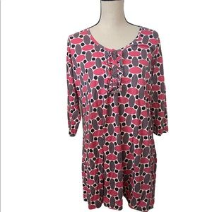 Boden Cream With Pink, Purple, & Black Polka Dots Ruffle Placard Size 20 Dress.